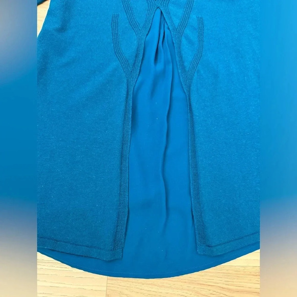 Soft surroundings M mixed media sweater tunic top in teal, wool blend - Picture 10 of 11